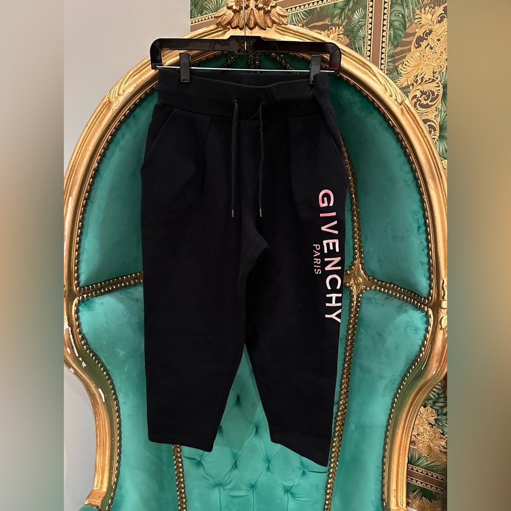 Givenchy Black Pants with Pink Lettering, Size 36 (US 4-6)